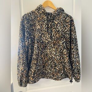 Volcom Fleece Leopard Animal Print Hoodie Oversized XS/S